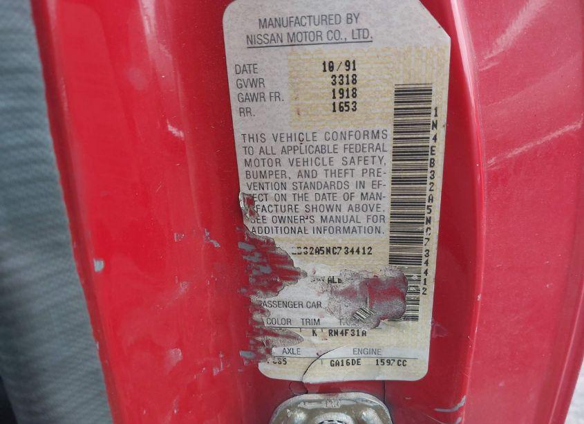 Photo 9 of 1992 Nissan Sentra (VIN 1N4EB32A5NC734412)