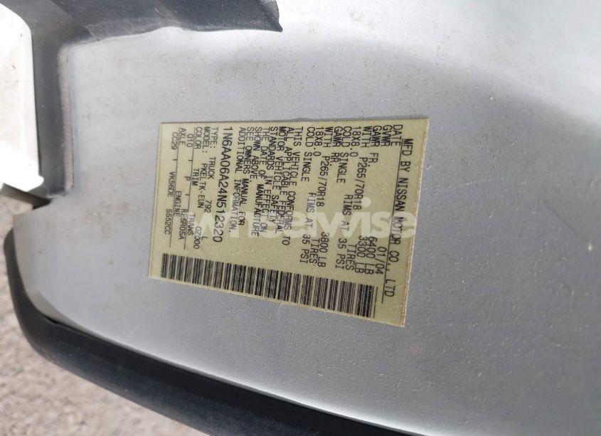 Photo 9 of 2004 Nissan Titan SE (VIN 1N6AA06A24N512320)