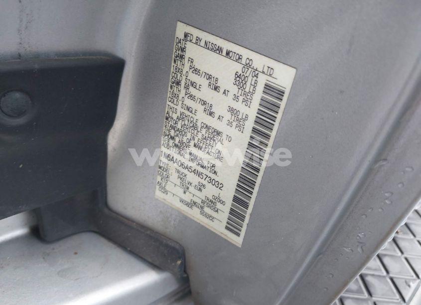 Photo 9 of 2004 Nissan Titan LE (VIN 1N6AA06A54N573032)