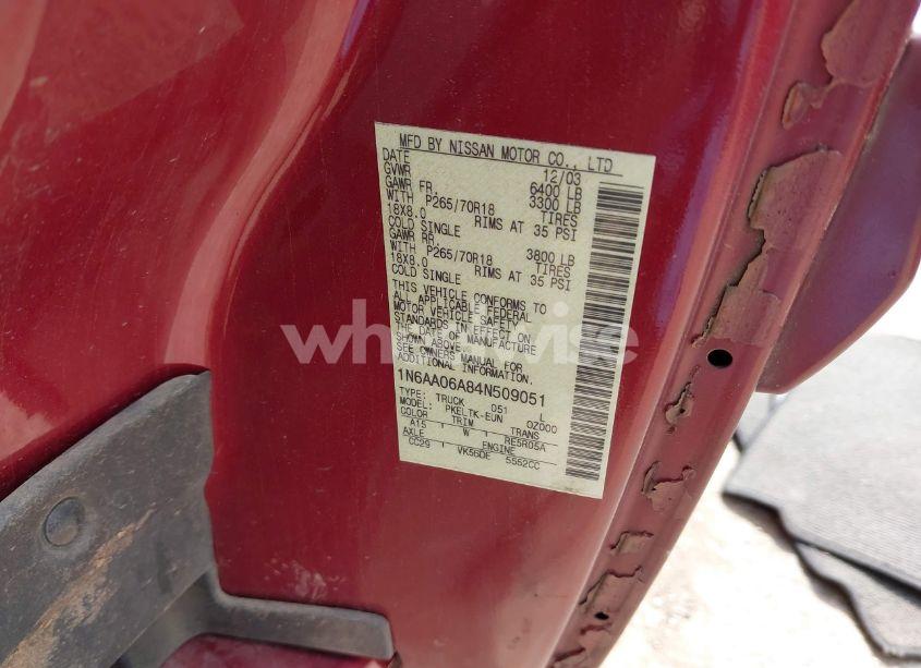 Photo 9 of 2004 Nissan Titan SE (VIN 1N6AA06A84N509051)