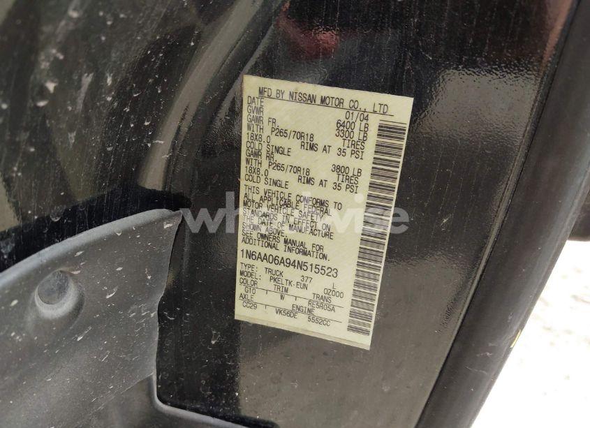 Photo 9 of 2004 Nissan Titan SE (VIN 1N6AA06A94N515523)