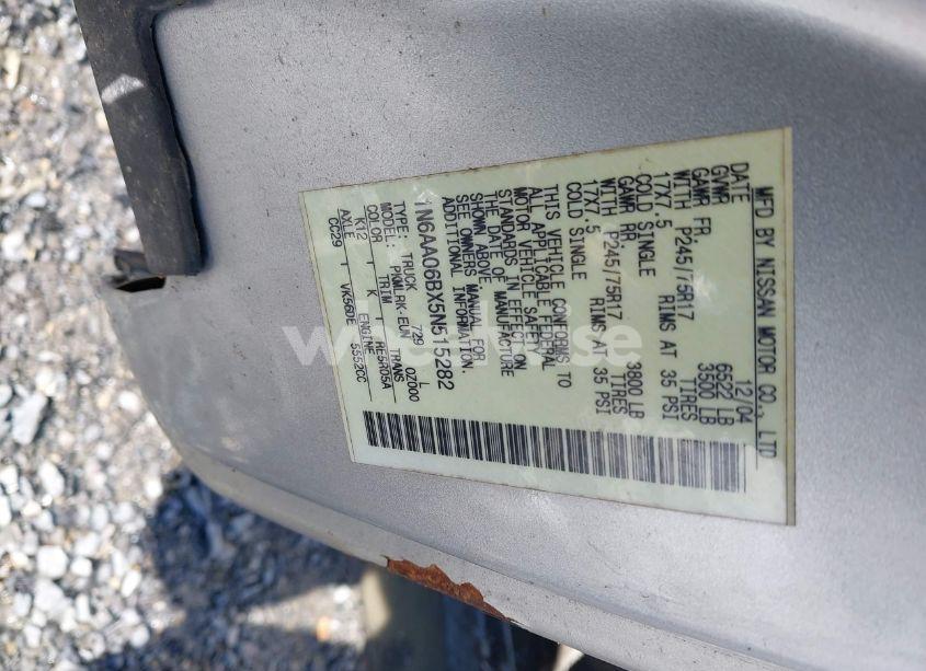 Photo 9 of 2005 Nissan Titan XE (VIN 1N6AA06BX5N515282)