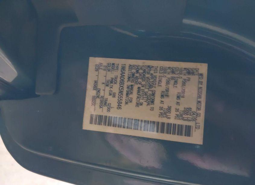 Photo 9 of 2005 Nissan Titan SE (VIN 1N6AA06BX5N555846)