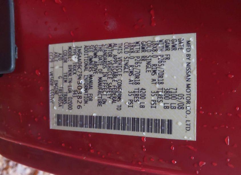 Photo 9 of 2009 Nissan Titan SE (VIN 1N6AA06C79N303826)