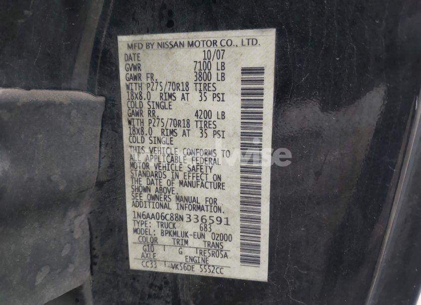 Photo 9 of 2008 Nissan Titan PRO-4X (VIN 1N6AA06C88N336591)