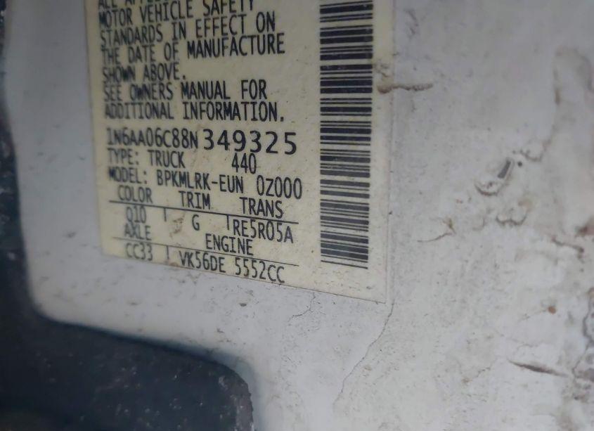 Photo 9 of 2008 Nissan Titan LE/PRO-4X/SE (VIN 1N6AA06C88N349325)