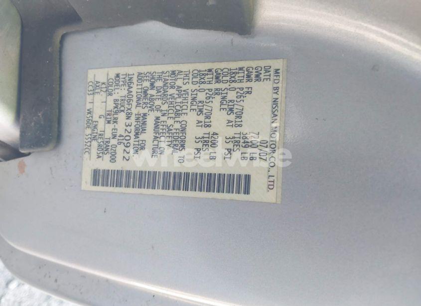 Photo 9 of 2008 Nissan Titan XE (VIN 1N6AA06FX8N320922)