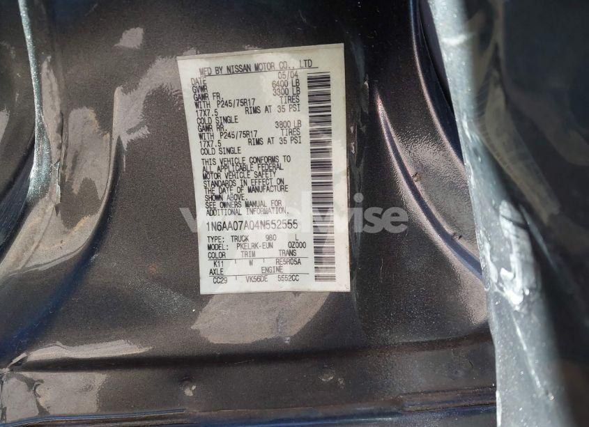 Photo 9 of 2004 Nissan Titan XE (VIN 1N6AA07A04N552555)