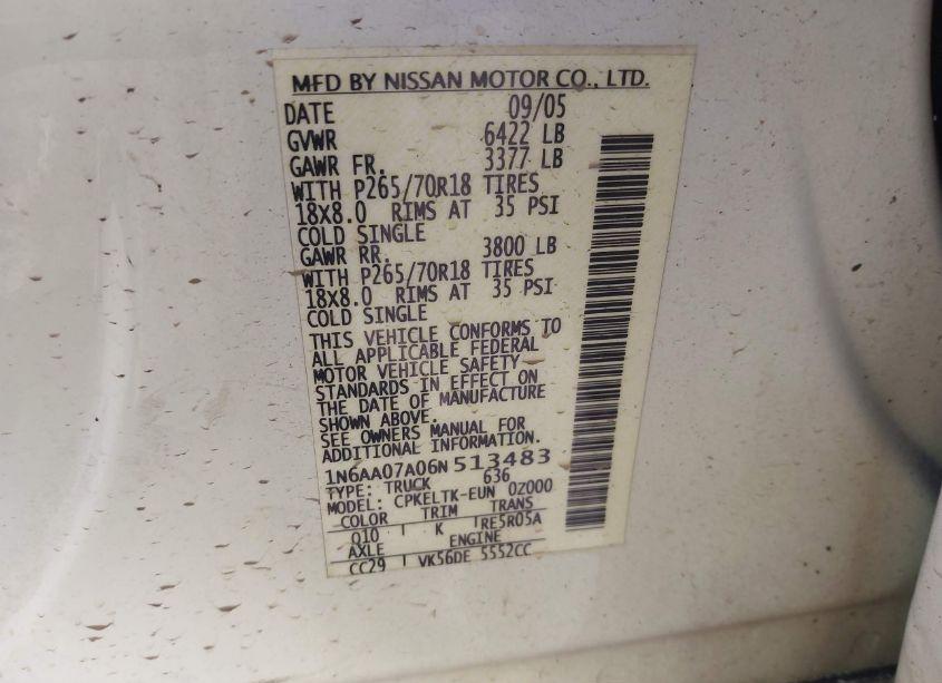 Photo 9 of 2006 Nissan Titan SE (VIN 1N6AA07A06N513483)