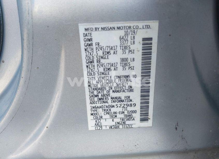 Photo 9 of 2006 Nissan Titan XE (VIN 1N6AA07A06N522989)