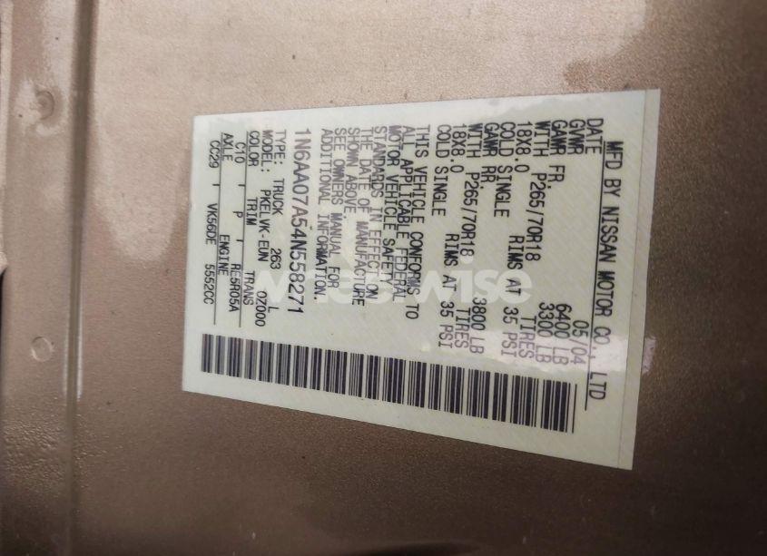 Photo 9 of 2004 Nissan Titan LE (VIN 1N6AA07A54N558271)