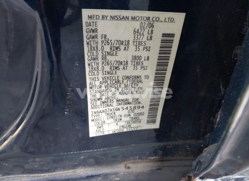 Photo 9 of 2006 Nissan Titan SE (VIN 1N6AA07A56N545894)