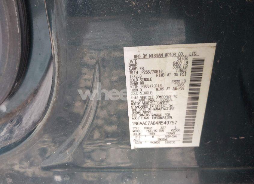 Photo 9 of 2004 Nissan Titan LE (VIN 1N6AA07A84N549757)