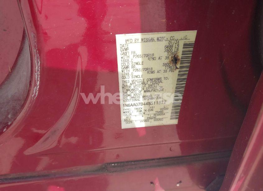 Photo 9 of 2004 Nissan Titan SE (VIN 1N6AA07B44N511872)