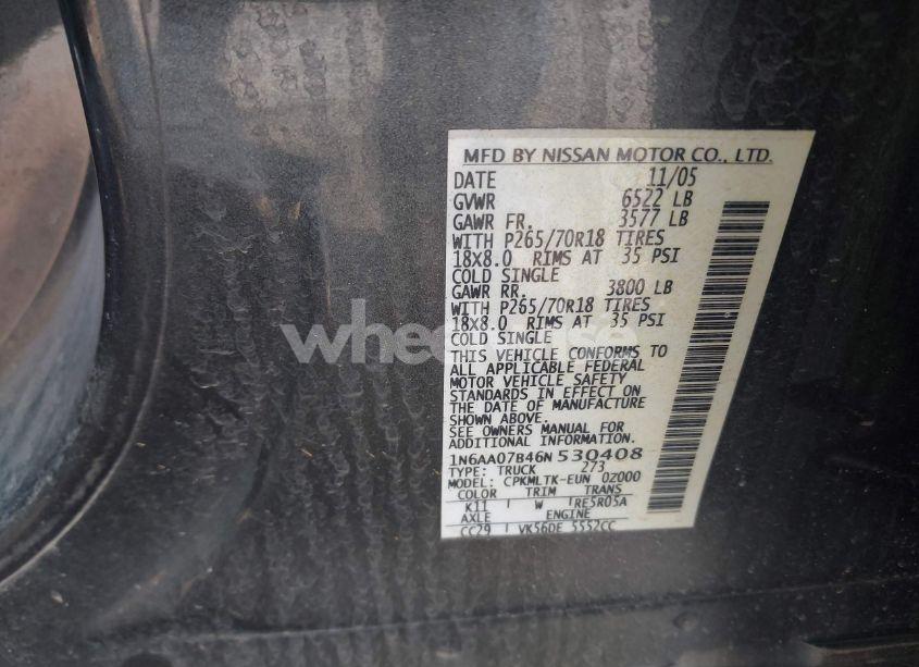 Photo 9 of 2006 Nissan Titan SE (VIN 1N6AA07B46N530408)