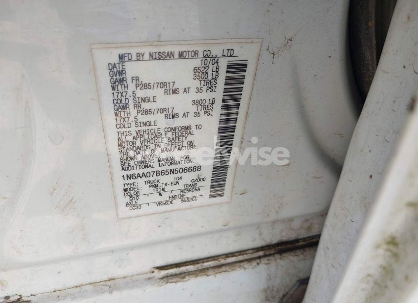 Photo 9 of 2005 Nissan Titan SE (VIN 1N6AA07B65N506688)