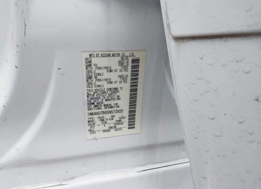 Photo 9 of 2005 Nissan Titan SE (VIN 1N6AA07B65N572920)