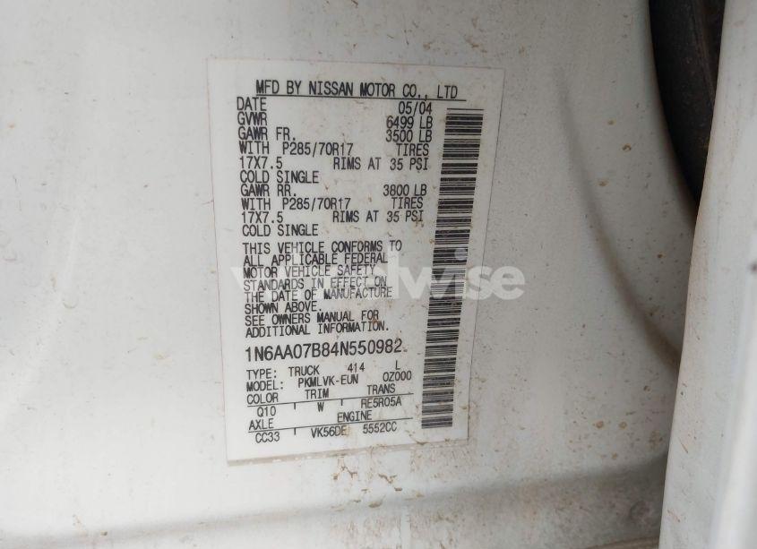 Photo 9 of 2004 Nissan Titan LE (VIN 1N6AA07B84N550982)