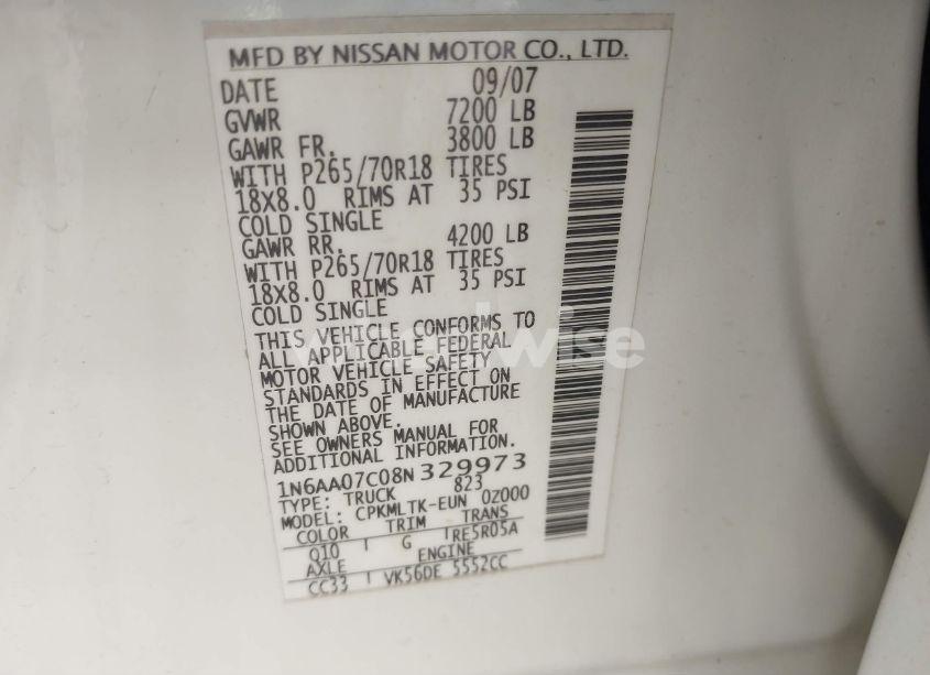 Photo 9 of 2008 Nissan Titan SE (VIN 1N6AA07C08N329973)