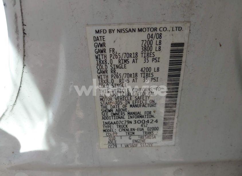 Photo 9 of 2009 Nissan Titan XE (VIN 1N6AA07C79N300424)