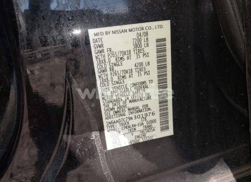 Photo 9 of 2009 Nissan Titan XE (VIN 1N6AA07C79N301976)