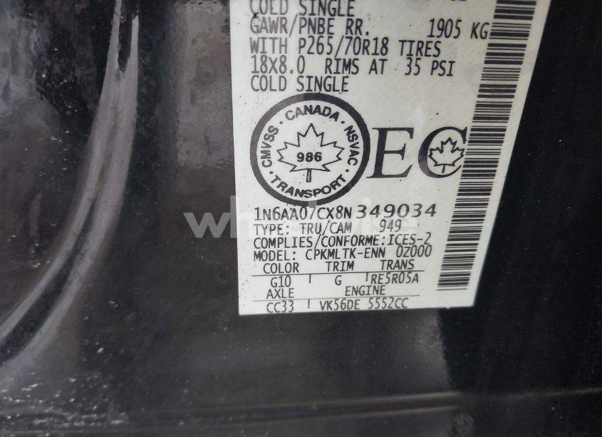 Photo 9 of 2008 Nissan Titan PRO-4X (VIN 1N6AA07CX8N349034)