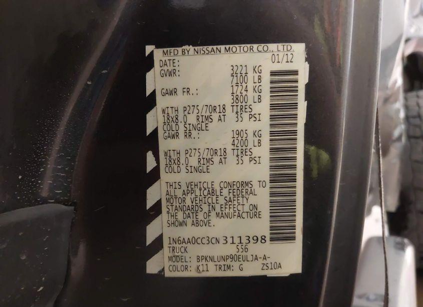 Photo 9 of 2012 Nissan Titan PRO-4X (VIN 1N6AA0CC3CN311398)