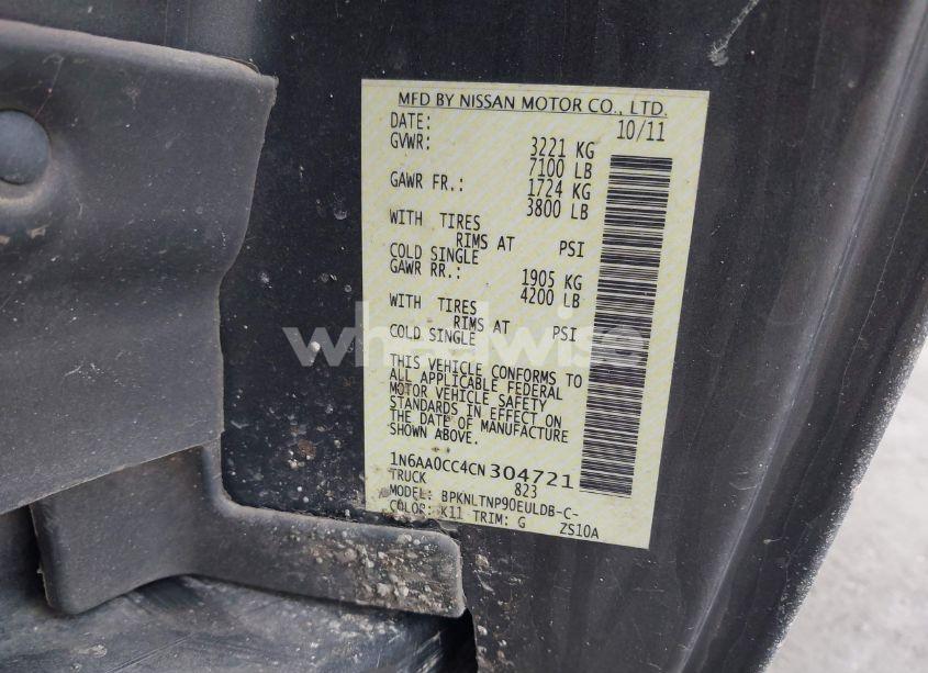 Photo 9 of 2012 Nissan Titan SV (VIN 1N6AA0CC4CN304721)