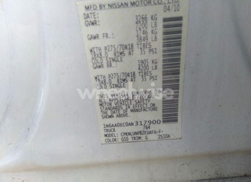 Photo 9 of 2010 Nissan Titan PRO-4X (VIN 1N6AA0EC0AN317900)