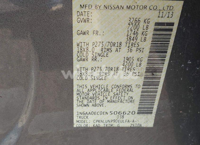 Photo 9 of 2014 Nissan Titan PRO-4X (VIN 1N6AA0EC0EN506620)