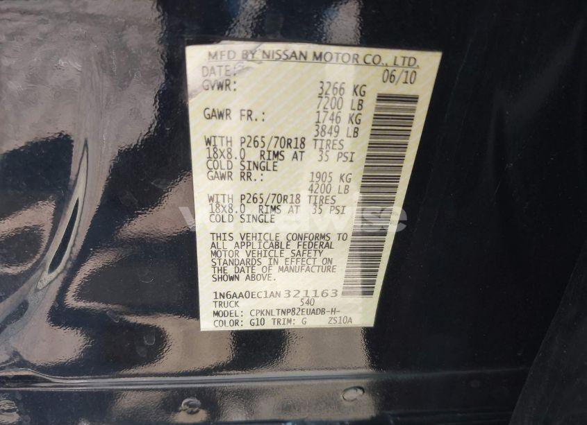 Photo 9 of 2010 Nissan Titan SE (VIN 1N6AA0EC1AN321163)