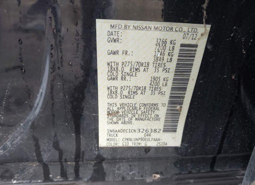 Photo 9 of 2012 Nissan Titan PRO-4X (VIN 1N6AA0EC1CN326382)