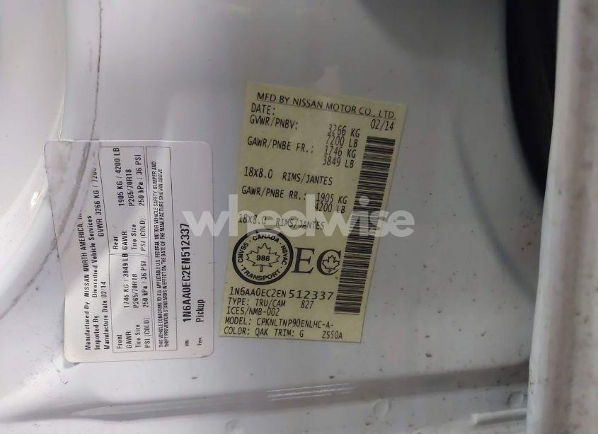 Photo 9 of 2014 Nissan Titan PRO-4X/S/SL/SV (VIN 1N6AA0EC2EN512337)