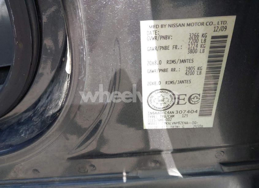 Photo 9 of 2010 Nissan Titan LE/SE (VIN 1N6AA0EC4AN307404)