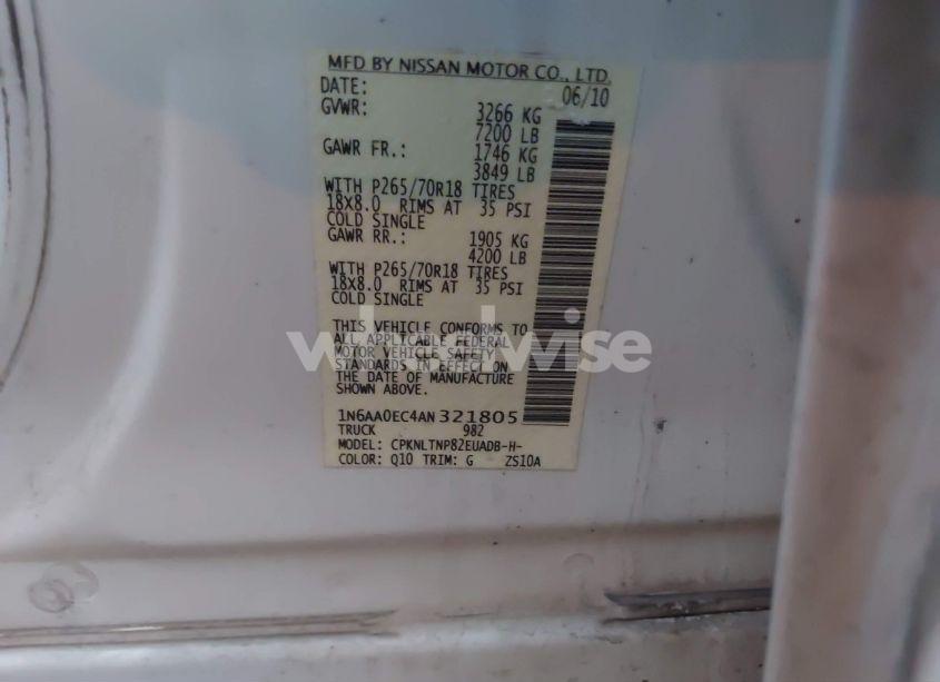 Photo 9 of 2010 Nissan Titan SE (VIN 1N6AA0EC4AN321805)