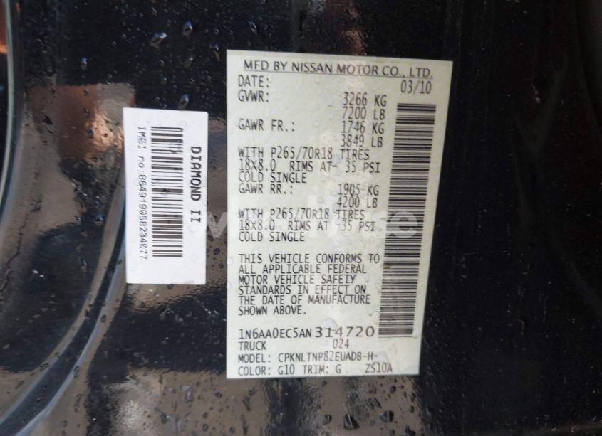 Photo 9 of 2010 Nissan Titan SE (VIN 1N6AA0EC5AN314720)