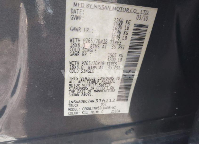 Photo 9 of 2010 Nissan Titan SE (VIN 1N6AA0EC7AN316212)