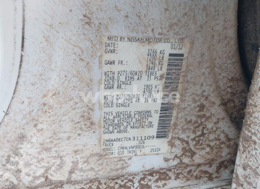 Photo 9 of 2012 Nissan Titan SL (VIN 1N6AA0EC7CN311109)