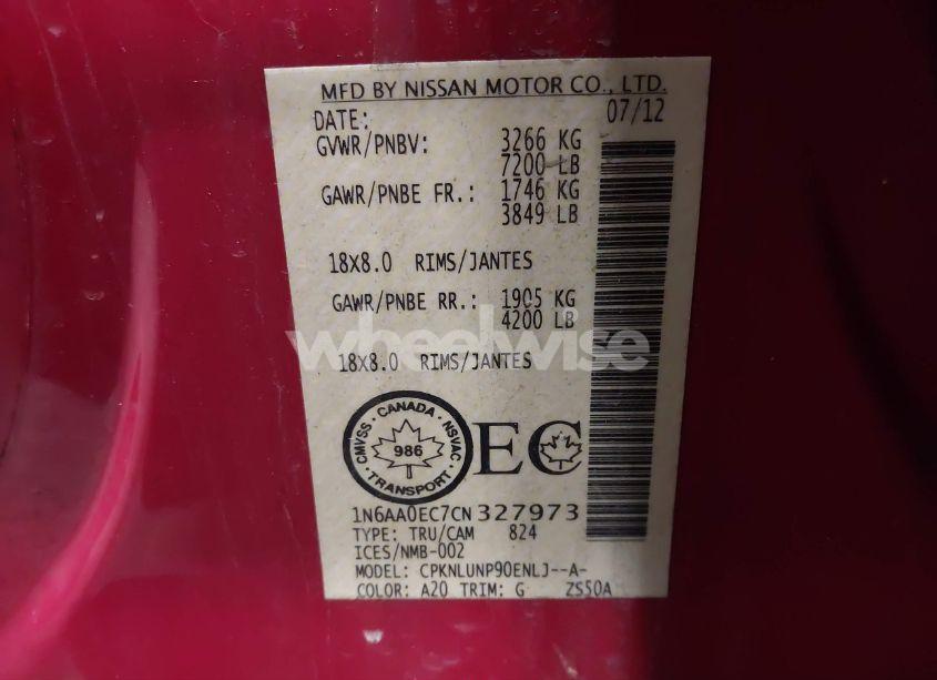 Photo 9 of 2012 Nissan Titan PRO-4X/S/SL/SV (VIN 1N6AA0EC7CN327973)