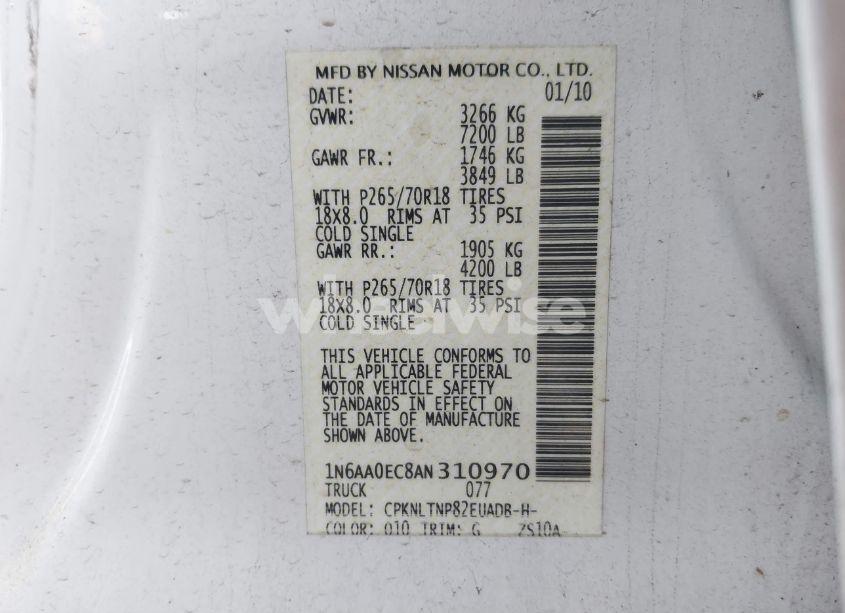 Photo 9 of 2010 Nissan Titan SE (VIN 1N6AA0EC8AN310970)