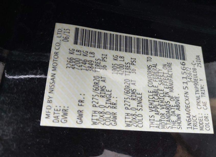 Photo 9 of 2015 Nissan Titan SV (VIN 1N6AA0ECXFN511566)