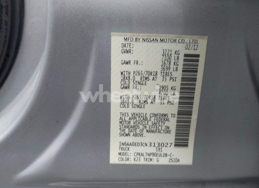 Photo 9 of 2012 Nissan Titan SV (VIN 1N6AA0ED3CN313027)