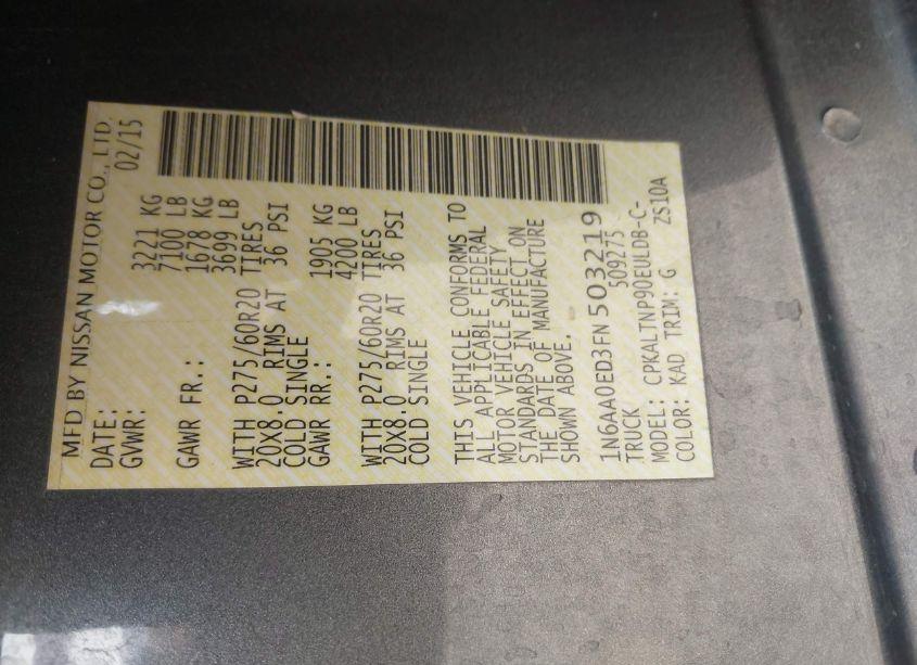 Photo 9 of 2015 Nissan Titan SV (VIN 1N6AA0ED3FN503219)