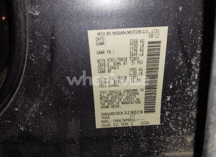 Photo 9 of 2012 Nissan Titan SV (VIN 1N6AA0EJ0CN329028)