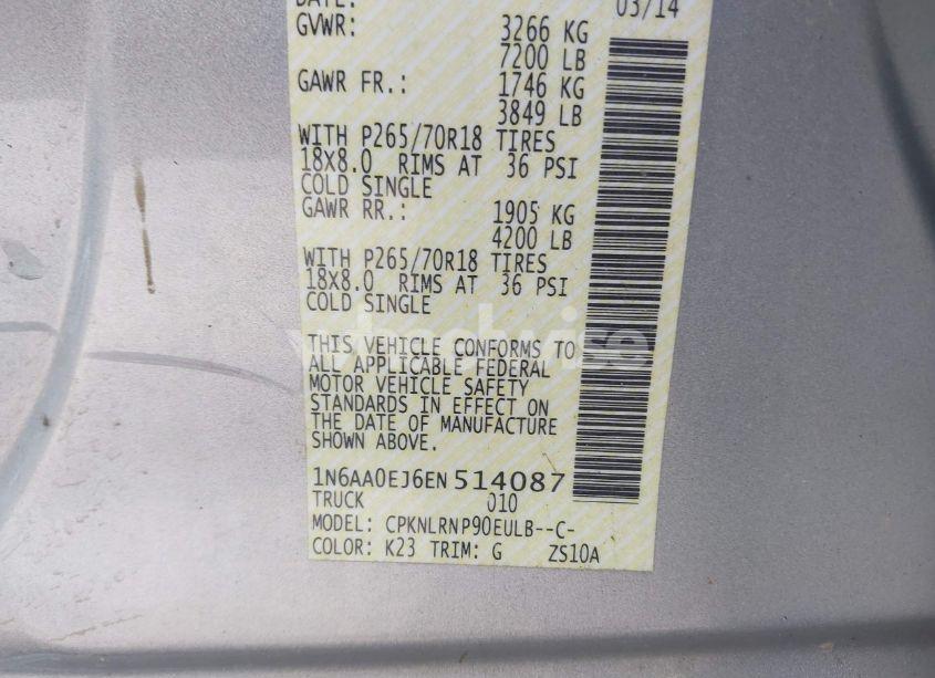 Photo 9 of 2014 Nissan Titan S (VIN 1N6AA0EJ6EN514087)