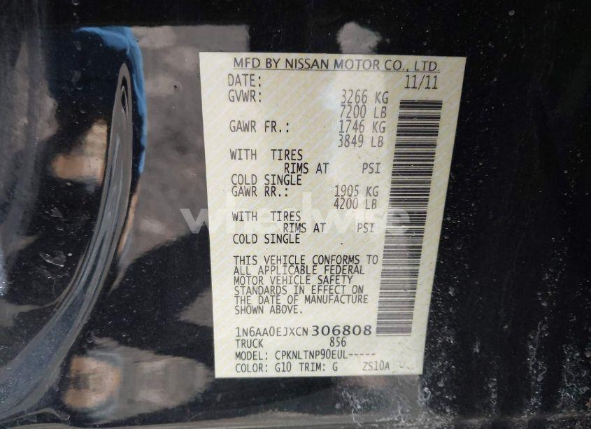 Photo 9 of 2012 Nissan Titan SV (VIN 1N6AA0EJXCN306808)
