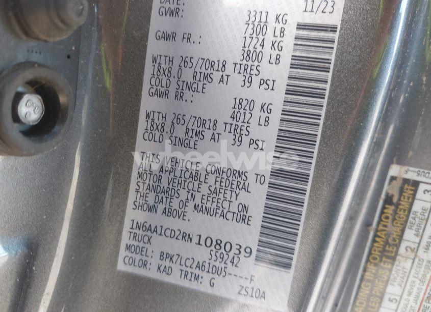 Photo 9 of 2024 Nissan Titan CREW CAB SV 4X4 (VIN 1N6AA1CD2RN108039)