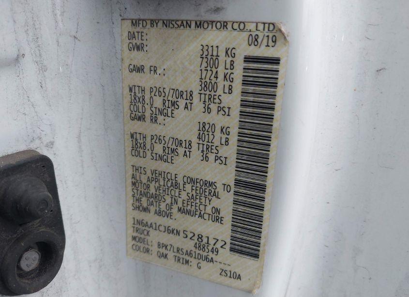 Photo 9 of 2019 Nissan Titan S (VIN 1N6AA1CJ6KN528172)