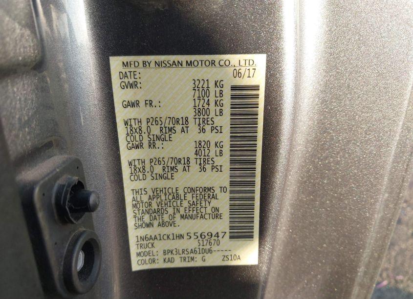 Photo 9 of 2017 Nissan Titan S (VIN 1N6AA1CK1HN556947)