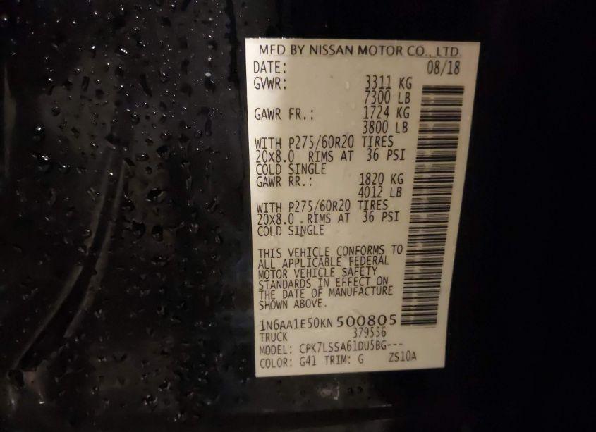 Photo 9 of 2019 Nissan Titan SV (VIN 1N6AA1E50KN500805)